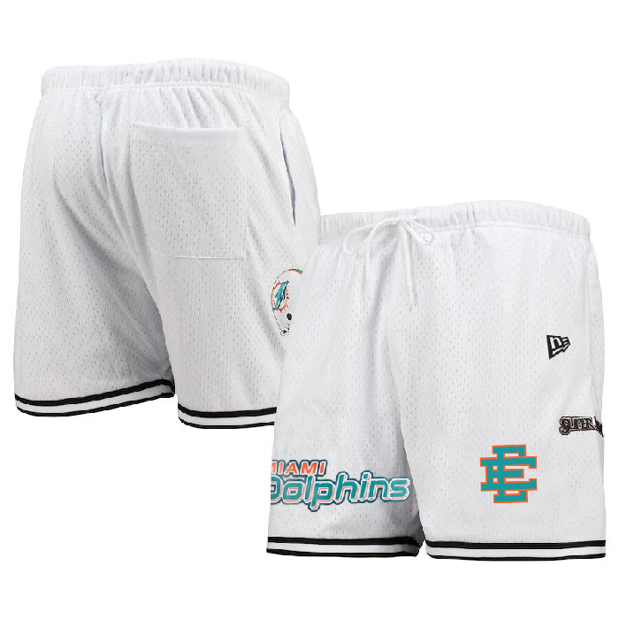 Men's Miami Dolphins Pro White/Aqua Shorts 001 - Click Image to Close